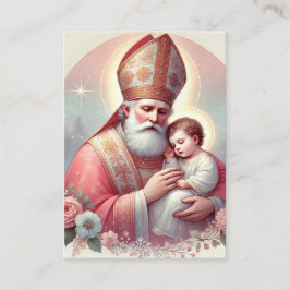 Tarjeta De Visita Christmas St. Nicholas. Baby Jesus Feast Day