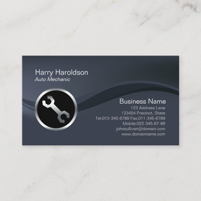 Tarjeta De Visita Chrome Car Wrench Icon Auto Mechanic Business Card (Anverso)