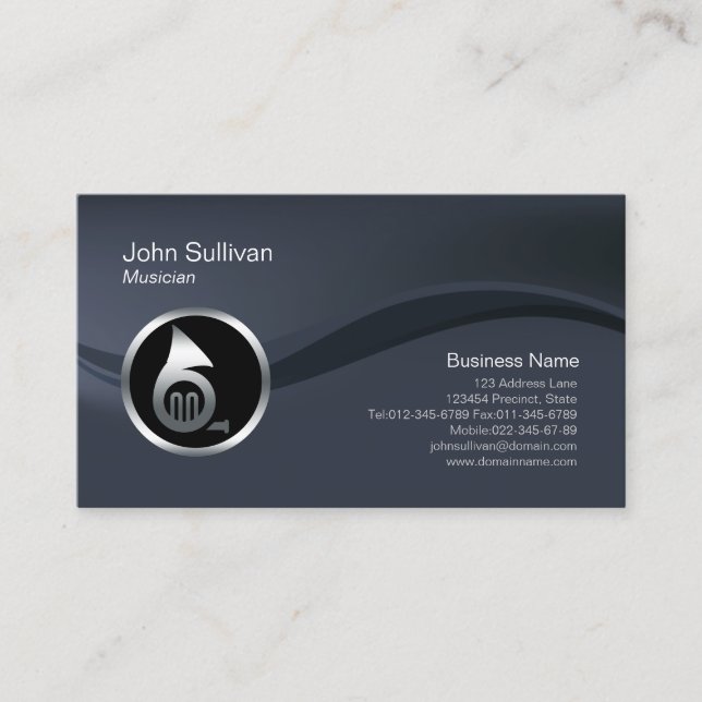 Tarjeta De Visita Chrome French Horn Icon Musician Business Card (Anverso)