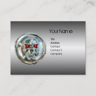 TARJETA DE VISITA CHROME SKULL , ACERO Y RUBY ROJO MONOGRAM