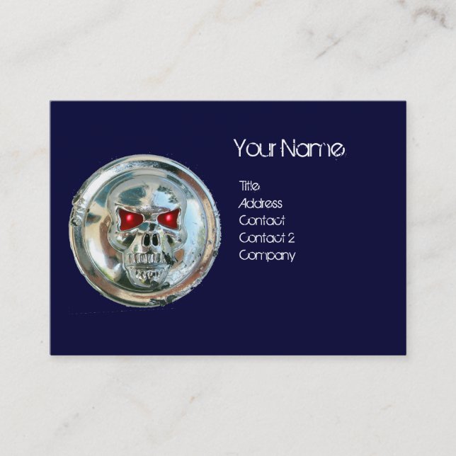 TARJETA DE VISITA CHROME SKULL AZUL Y RUBY ROJO MONOGRAM (Anverso)