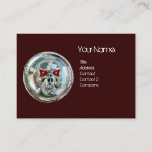 TARJETA DE VISITA CHROME SKULL BROWN Y ROJO RUBY MONOGRAM