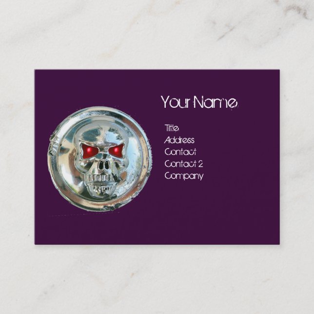 TARJETA DE VISITA CHROME SKULL PURPURPLE Y RUBY ROJO MONOGRAM (Anverso)