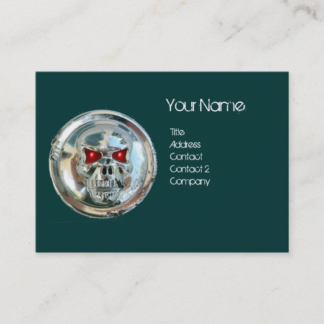 TARJETA DE VISITA CHROME SKULL VERDE Y ROJO RUBY MONOGRAM (Anverso)