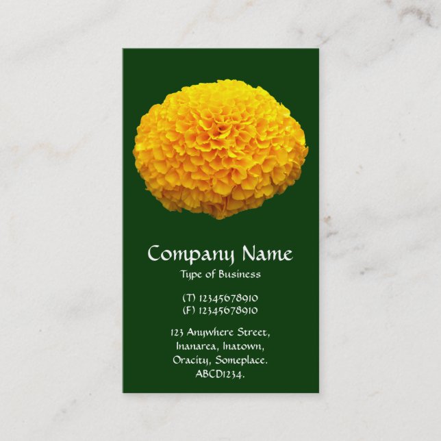 Tarjeta De Visita Chrysanthemum naranja - Verde oscuro (Anverso)