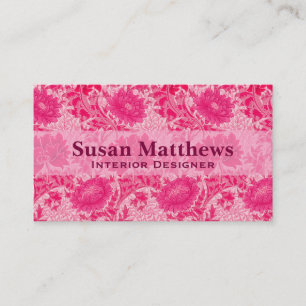 Tarjeta De Visita Chrysanthemums de William Morris, rosa de Fuchsia