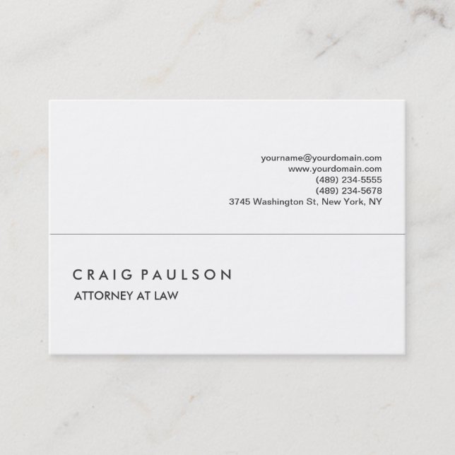 Tarjeta De Visita Chubby Elegant White Professional Business Card (Anverso)