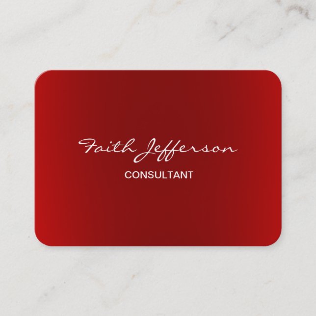Tarjeta De Visita Chubby Elegante Script Trendy Red Consultor (Anverso)