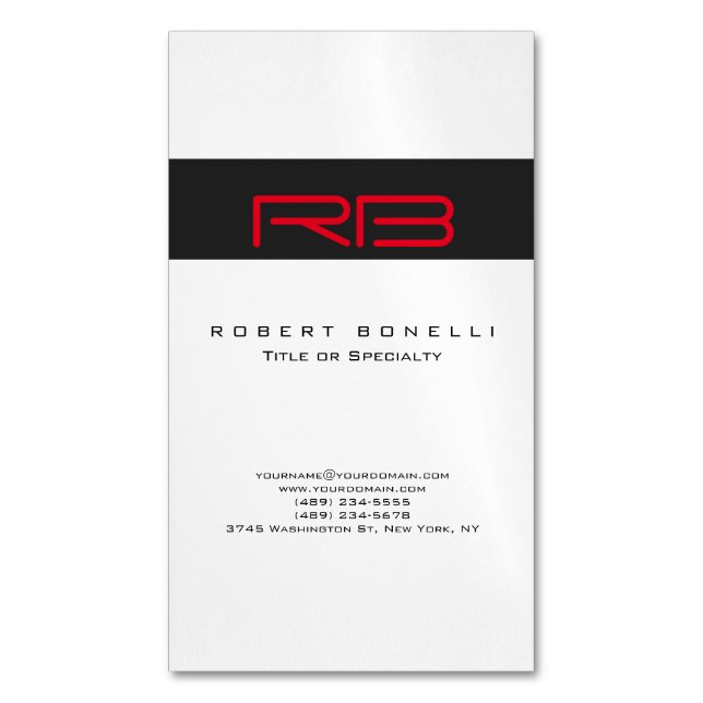 Tarjeta de visita Chubby Monogram White Dark Gray (Frente vertical)