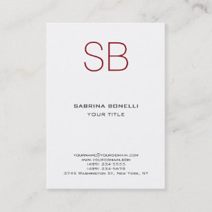 Tarjeta de visita Chubby Monogram White Red Cute
