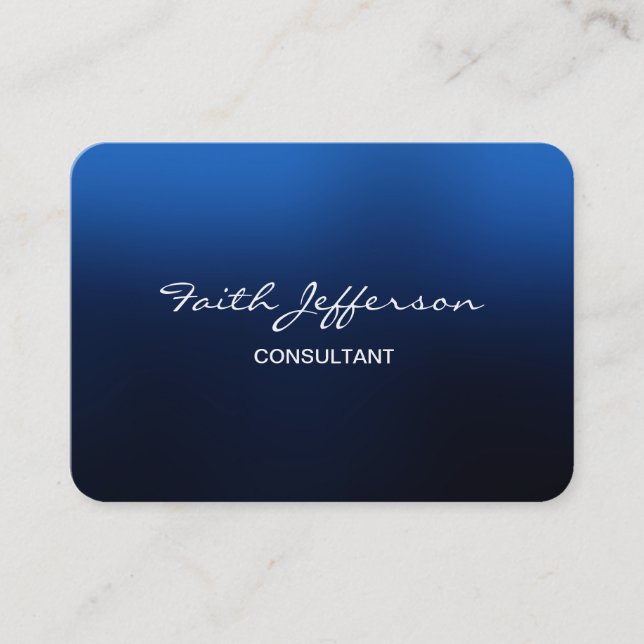 Tarjeta De Visita Chubby Stylish Script trendy Blue Consultor (Anverso)