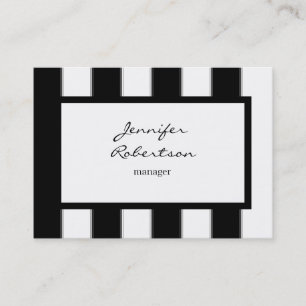 Tarjeta De Visita Chubby Vertical Black Stripes Blanco Plain Moderno
