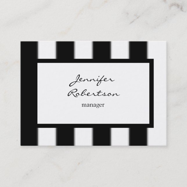 Tarjeta De Visita Chubby Vertical Black Stripes Blanco Plain Moderno (Anverso)