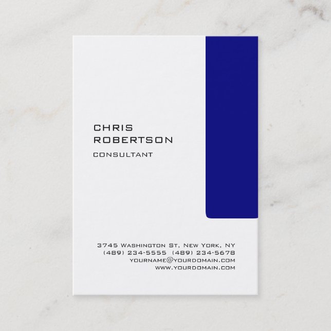 Tarjeta de visita Chubby White Navy Blue Atractive (Anverso)