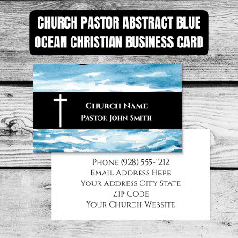 Tarjeta De Visita Church Pastor Abstract Blue Ocean Christian