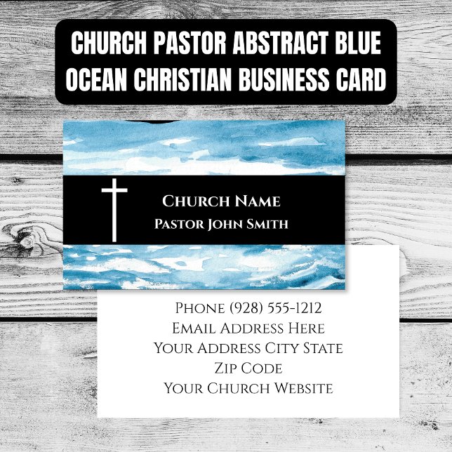 Tarjeta De Visita Church Pastor Abstract Blue Ocean Christian (Church Pastor Abstract Blue Ocean Christian Business Card)