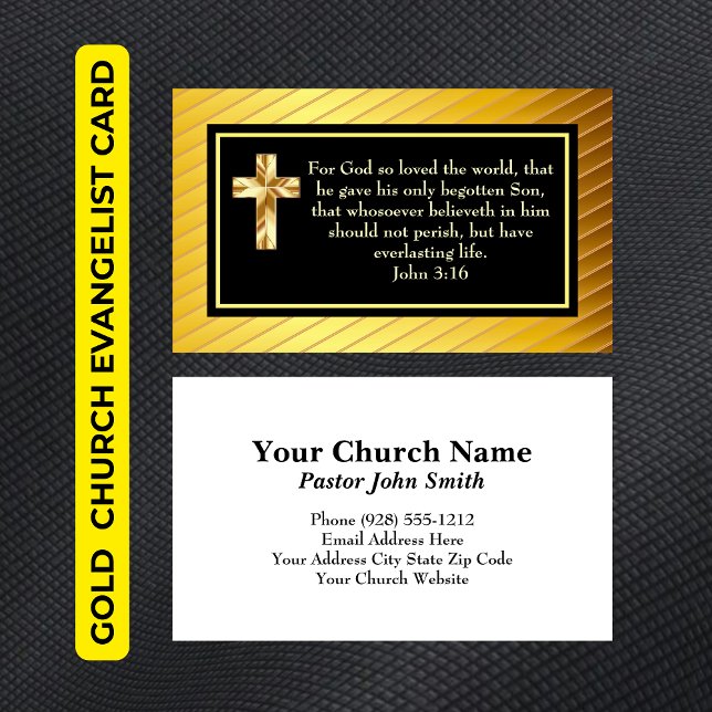 Tarjeta De Visita Church Pastor Gold KJV John316 Evangelist Card (Gold KJV John316 Evangelist Card)
