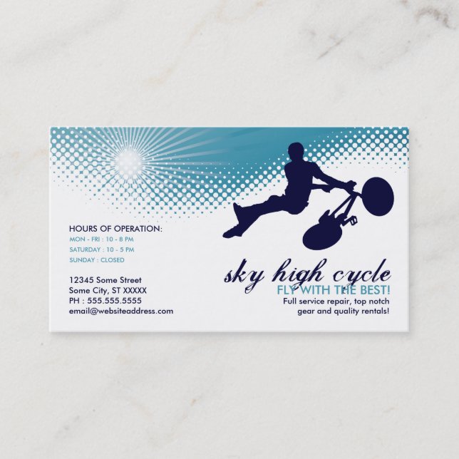 Tarjeta De Visita ciclo alto del cielo (Anverso)
