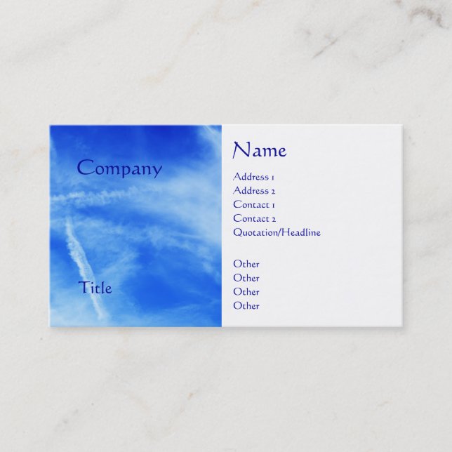 Tarjeta De Visita cielo azul (Anverso)