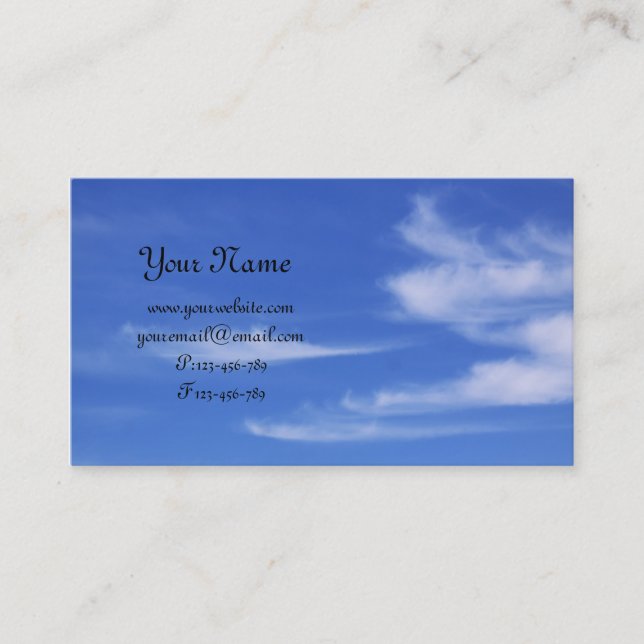Tarjeta De Visita Cielo azul con las nubes para el fondo (Anverso)