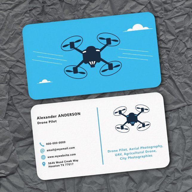 Tarjeta De Visita Cielo azul - Piloto de drones (Blue Sky - Drone Pilot Business Card)