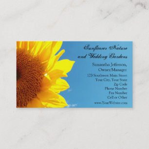 Tarjeta De Visita Cielo azul veraniego con girasol amarillo