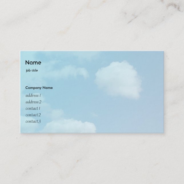 Tarjeta De Visita cielo azul y nubes blancas (Anverso)