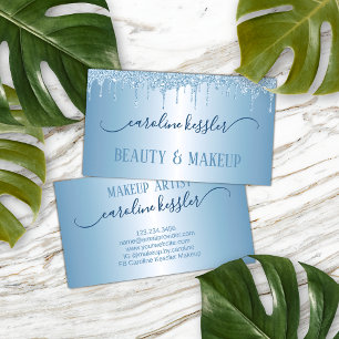 Tarjeta De Visita Cielo de invierno Hielo Azul Plateado Brillo Deste