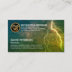 Tarjeta De Visita Cielo furioso que ilumina a un electricista relámp