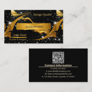 Tarjeta De Visita Cielo Nocturno Brillante – Oro Profesional de Alta
