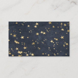 Tarjeta De Visita Cielo nocturno Estrellas doradas Astrología Azul g