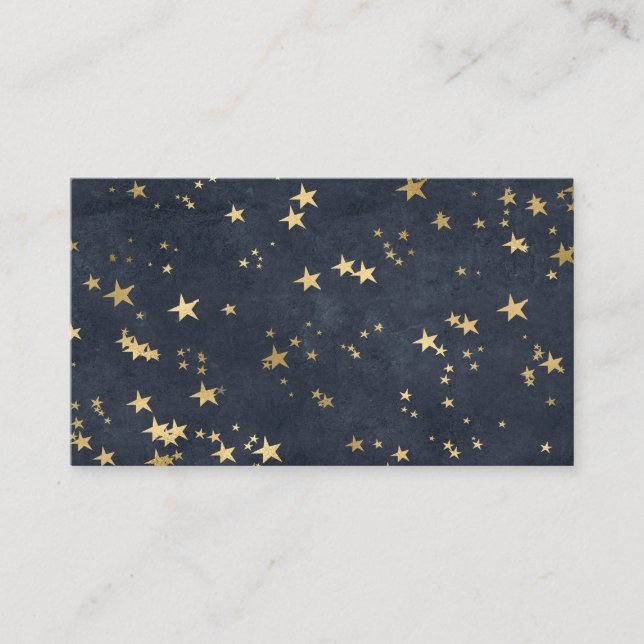 Tarjeta De Visita Cielo nocturno Estrellas doradas Astrología Azul g (Anverso)