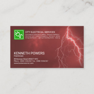 Tarjeta De Visita Cielo Rojo furioso que ilumina a electricidad