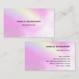 Tarjeta De Visita Cielo rosa con arcoiris amarillo limón