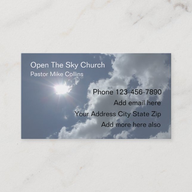 Tarjeta De Visita Cielo Sun del pastor de la iglesia cristiana (Anverso)