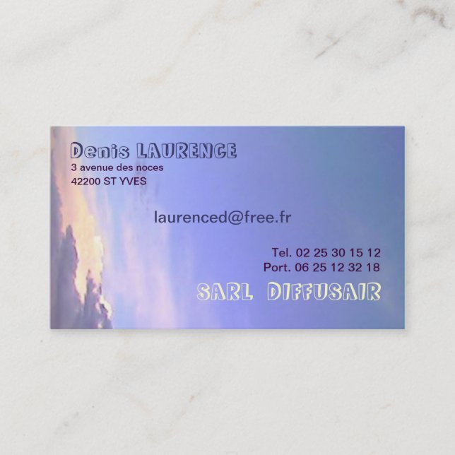 TARJETA DE VISITA CIELO Y DE NUBE (Anverso)