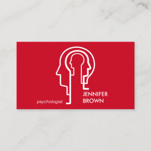 Tarjeta De Visita Ciencia de la Mente Cabeza Humana Roja Psicología