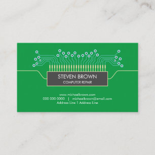 Tarjeta De Visita Ciencia de la placa de circuito verde de computado