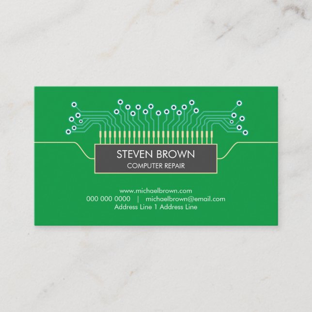 Tarjeta De Visita Ciencia de la placa de circuito verde de computado (Anverso)