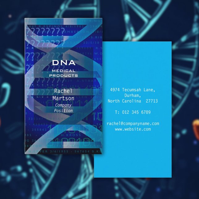 Tarjeta De Visita Ciencia médica del ADN azul moderna (Blue DNA Medical Science Modern Business Card)
