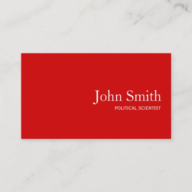 Tarjeta De Visita Científico político Código QR simple y rojo (Anverso)