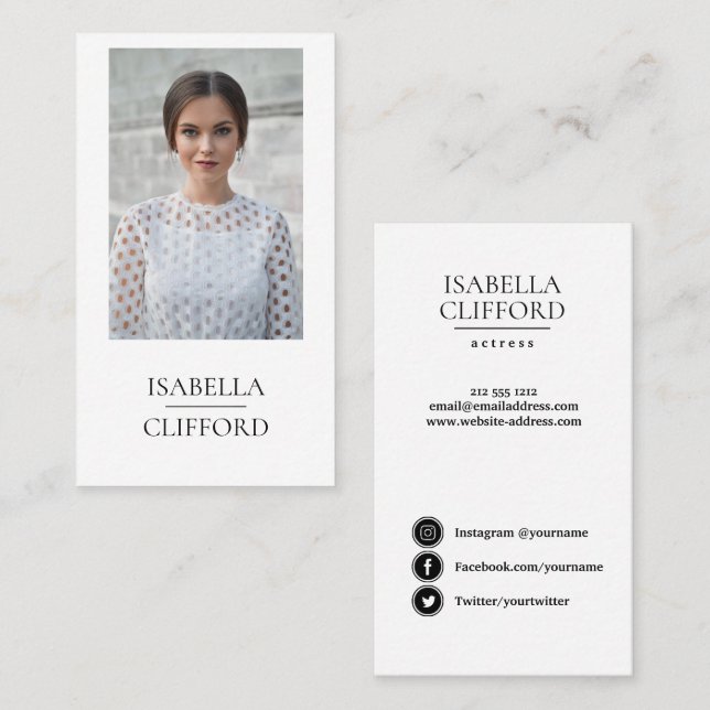 Tarjeta De Visita Cierre modelo del bailarín del actor encima de (Anverso / Reverso)