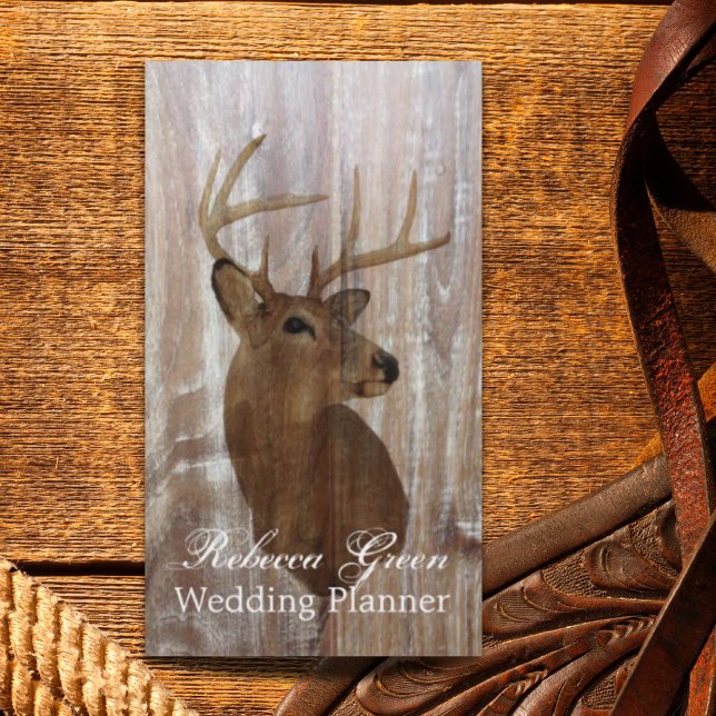 Tarjeta De Visita ciervo de grano rústico de campo (rustic western country wood grain deer business card)