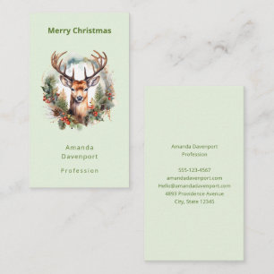 Tarjeta De Visita Ciervo marrón con cuernos Navidades rústicas alegr