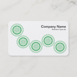 Tarjeta De Visita Cinco Engranajes - Verde Hierba y Blanco - Dorso G