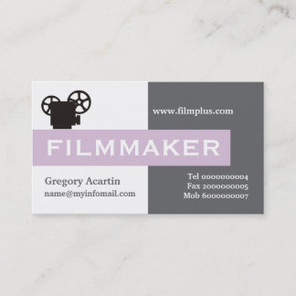 Tarjeta De Visita Cineasta gris, blanco, morado silbato