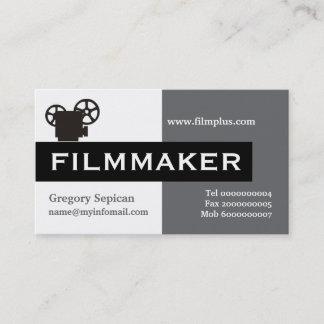 Tarjeta De Visita Cineasta gris, blanco, negro llamativo