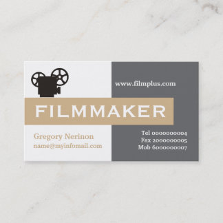 Tarjeta De Visita Cineasta gris, blanco, tan llamativo