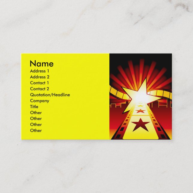 Tarjeta De Visita CINEMA7, Nombre, Dirección 1, Dirección 2, Contact (Anverso)