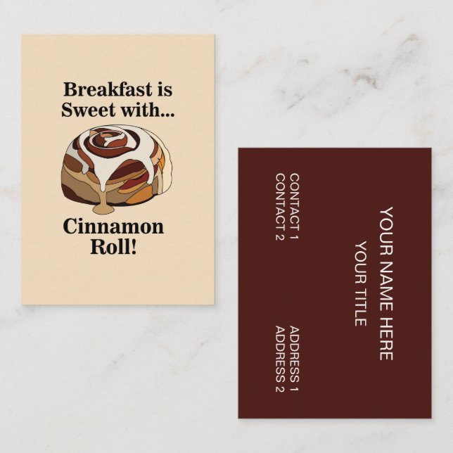 Tarjeta De Visita Cinnamon Roll Food Bakery Baker (Anverso / Reverso)